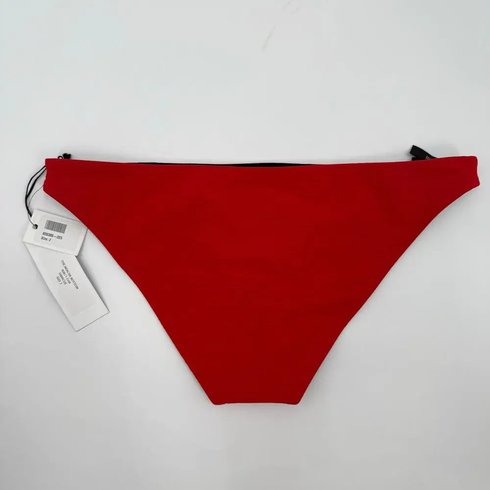 ROCHELLE SARA The Mercer Bikini Bottoms Size 2 Swim NWT Stripe Hibiscus Designer
